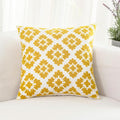 HWY 50 Mustard Yellow Decorative Throw Pillow Covers 18x18 Inch (1 Piece), Embroidered Cotton Farmhouse Cushion Cover Pillow Case for Sofa Couch Living Room Bed, Little Sunflower-Ruum Studio Home