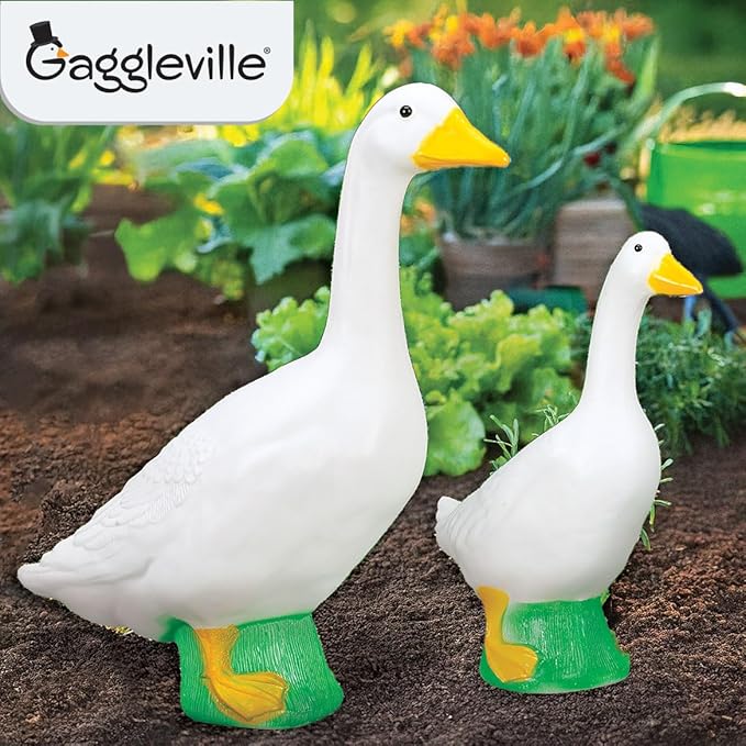 Fox Valley Traders Gaggleville Porch Goose Bundle Goose and Baby Statue – Charming Outdoor Decorative Figurine for Garden, Patio, or Entryway Accent-Ruum Studio Home