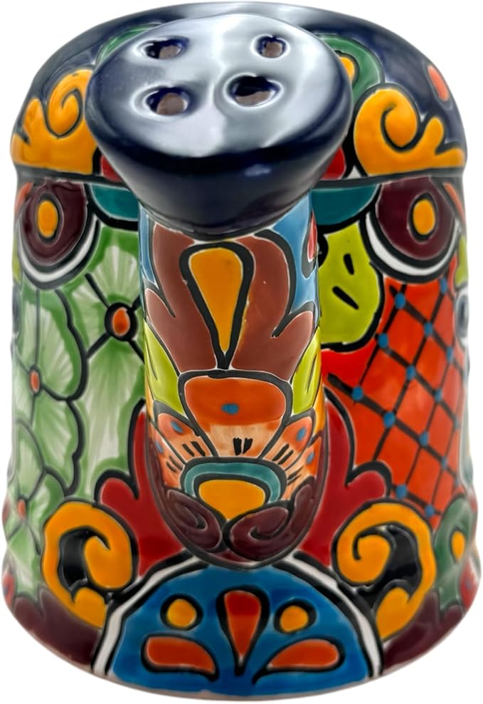 Talavera Watering Can Planter Large Flower Pot Large Mexican Pottery Folk Art Hand Painted Home Decor Garden Ceramic Handmade Multicolor 15" (Coablt Multi)-Ruum Studio Home