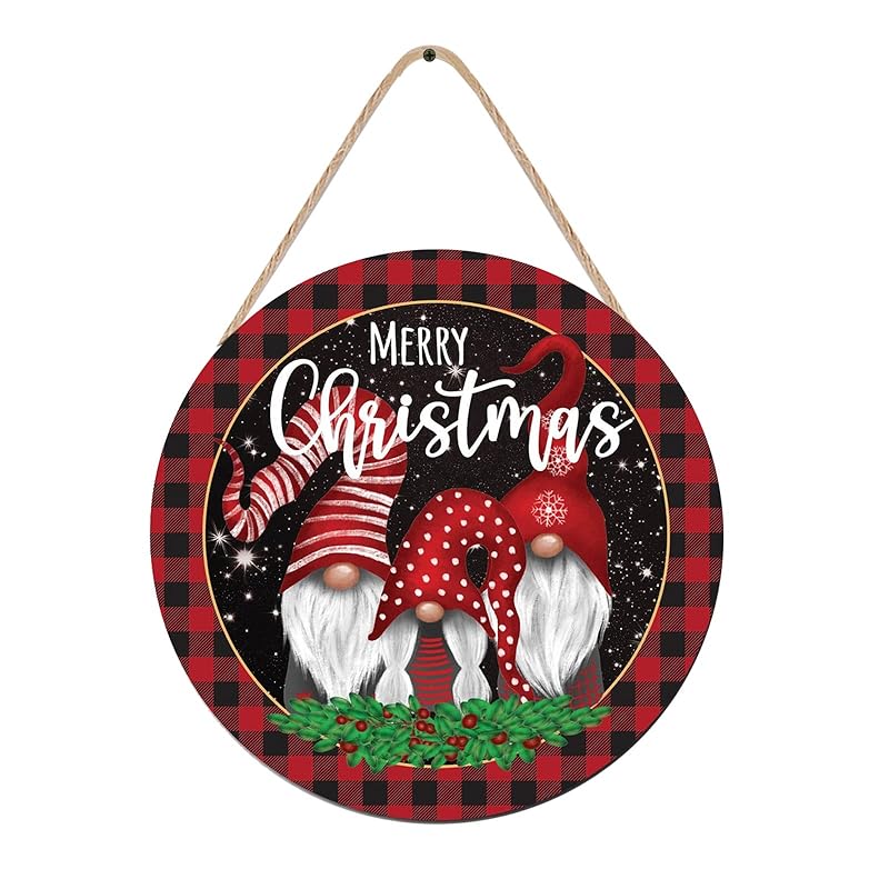 Christmas Gnome Wooden Hanging Sign Door Decoration,Merry Christmas Welcome Sign Front Door with Three Dwarfs for Christmas Home Window Wall Farmhouse Indoor Outdoor-Ruum Studio Home