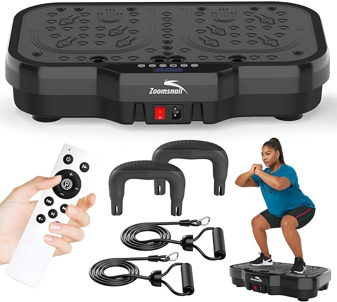 Vibration Plate Exercise Machine, 8000 Vibrations/min Adjustable Fitness Platform, 400 Lbs Capacity Whole Body Workout Extra Large Size Platform with Bluetooth for Weight Loss, Women & Men-Ruum Studio Home