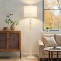 Floor Lamps for Living Room - 60" Resin Farmhouse Floor Lamp with 3 Color Temperatures - Vintage Standing Lamp Reading Light with Linen Shade Rustic Tall Lamp for Bedroom Office, Oatmeal Wash-Ruum Studio Home