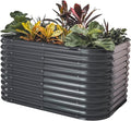 Vego garden 32" Extra Tall Raised Garden Bed Kits, 6 in 1 Modular Raised Planter Box for Vegetables Flowers Fruits Oval Metal Raised Garden Bed- Modern Gray-Ruum Studio Home