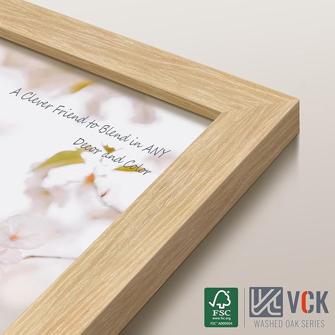 VCK 18x24 Oak Wood Frame for Poster & Picture, Natural Solid Wood Photo Frames 3 Pack, Wall Mounting Hanging-Ruum Studio Home