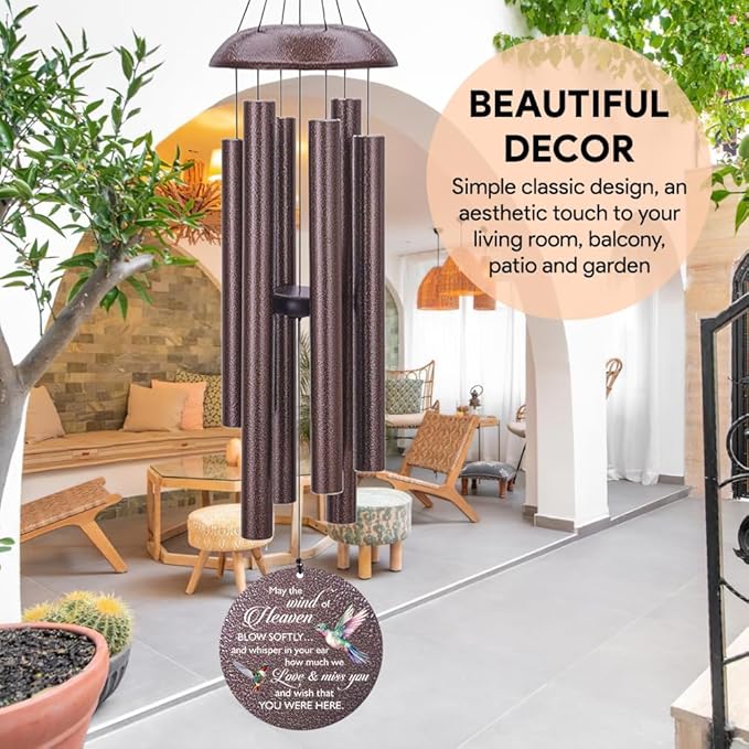 Sympathy Wind Chimes, 36inch Personalized Hummingbird Wind Chime, Memorial Gifts for Loss of Loved One, Wind Chimes in Loving Memory of Dad/Mom, Condolences Gifts for Funeral-Ruum Studio Home