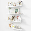 Picture Ledge Shelf, Wood Floating Shelves Set of 4, 24 inch Picture Ledge Shelves, Photo Ledge Nursery Book Shelves Wall Mounted for Living Room Kids' Room Bedroom, Color White-Ruum Studio Home