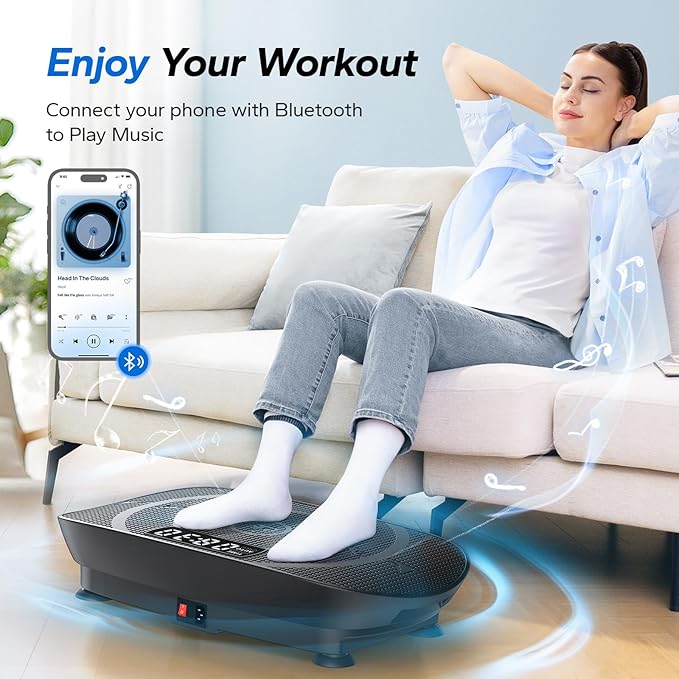 MERACH Vibration Plate Exercise Machine, Whole Body Workout Equipment for Women, Bluetooth and Silicone Pedal, Vibration Plate with Auto Mode, Vibrate Fitness Platform for Home-Ruum Studio Home