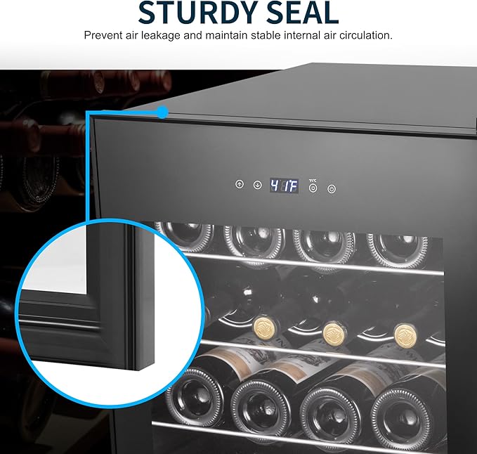 24 Bottles Wine Cooler Refrigerator, Small Wine Fridge Mini Wine Fridge Countertop with Glass Door Wine Cellars for Red Wine, Champagne, Dry White Wine, Sparkling Wines-Ruum Studio Home