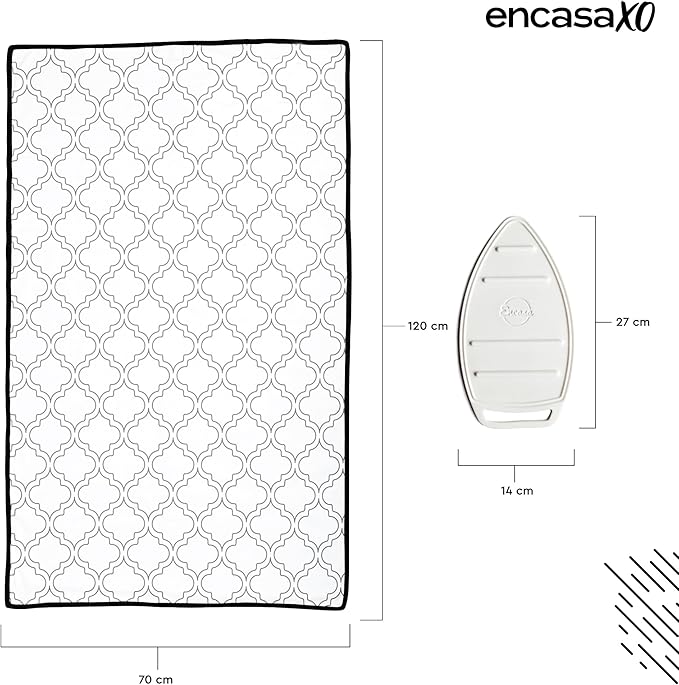 Encasa Homes Ironing Mat/Pad (Large 48"x28") with 3mm Padding & Silicone Iron Rest for Steam Pressing on Tabletop or Bed - Heat Resistant, Portable, Quilting & Travel Blanket - White Tiles-Ruum Studio Home