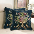 Set of 2 Blue Vintage Embroidered Throw Pillows Covers 18x18in，Vintage Decorations Floral Embroidered Cushion Cover for Sofa Couch Bed Chairs Car-Ruum Studio Home