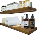 BGMG Wood Floating Shelves for Wall 24 inch Set of 2, Rustic Wooden Wall Mount Shelves for Bathroom Living Room Bedroom Kitchen Farmhouse -24x 6.7 x1.25 inch- Walnut Color-Ruum Studio Home