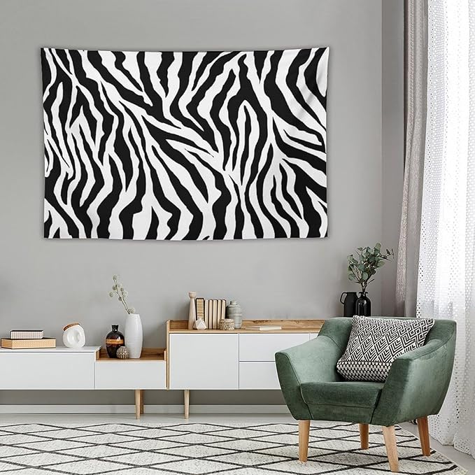 HZOHNAGO Zebra Print Tapestry Nature Wild Animals Black and White Stripe Printed Wall Tapestry Painting Wall Hanging for Bedroom Living Room Dorm 60" W x 40" H-Ruum Studio Home