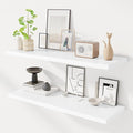 40" Floating Shelves for Wall, 12" Deep Slim White Floating Shelves, Wall-Mounted Shelves for Bedroom, Living Room, Kitchen, Bathroom - Set of 2-Ruum Studio Home
