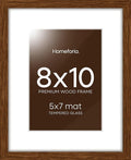 Homeforia 8x10 Picture Frame Brown, High End Dark Oak 8 x 10 Walnut Wooden Frames with Mat 5 by 7 Photo, 8x10 Wood Frame Matted to 5x7 Print, Wall or Tabletop Frame, Tempered Glass, Wall Kit, Set of 1-Ruum Studio Home