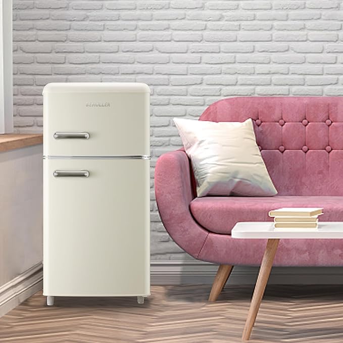 Retro Mini Fridge 3.5 Cu.ft Small Refrigerator with Top Freezer Compact Fridge Apartment Size Refrigerator Dual Door with Handles for Home Office Dorm-Ruum Studio Home