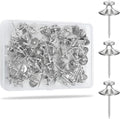 KURUI 60Pcs Double Headed Nails for Hanging Pictures, Wall Hangers Without Nails, Thumb Tacks for Wall, Renter Friendly Decor Push Pins for Tapestry Frame Art, Picture Hangers-Silver-Ruum Studio Home