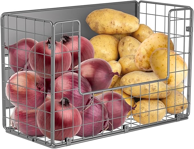 Magnetic Shelf for Fridge, Fruit Potato & Onion Storage Bins, Pantry Organizers & Storage, Large Container Magnetic Basket for Refrigerator, Kitchen Counter,Cabinet Magnetic Fridge Organizer Silver 1-Ruum Studio Home