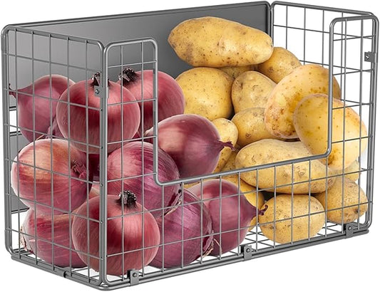 Magnetic Shelf for Fridge, Fruit Potato & Onion Storage Bins, Pantry Organizers & Storage, Large Container Magnetic Basket for Refrigerator, Kitchen Counter,Cabinet Magnetic Fridge Organizer Silver 1-Ruum Studio Home