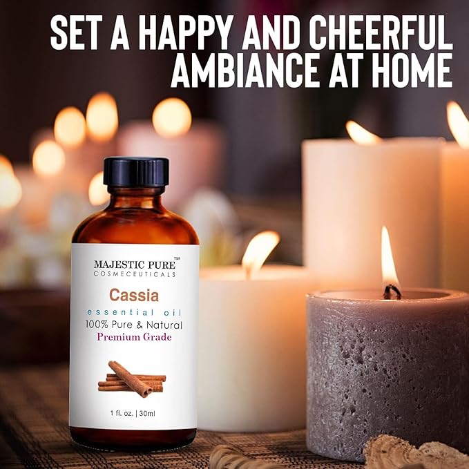 Majestic Pure Cassia Essential Oil with Glass Dropper - 1 Fl Oz - 100% Pure and Natural Cassia Oil - Premium Grade Essential Oils for Diffuser, Aromatherapy, Soap and Candle Making-Ruum Studio Home