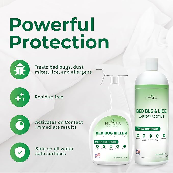 Bed Bug & Lice Elimination Combo Kit - Includes 24 oz lice & Bed Bug Spray and 32 oz Lice & Bed Bug Laundry Additive - Gentle Formula-Ruum Studio Home