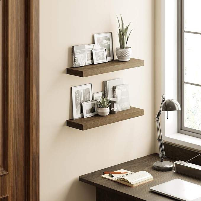 BAMEOS Floating Shelf, 24x6 Wall Shelf,Decor Wall Mounted Shelves,Hanging Shelf Set for Bathroom Kitchen Living,Kitchen,Room Bedroom Storage-Ruum Studio Home