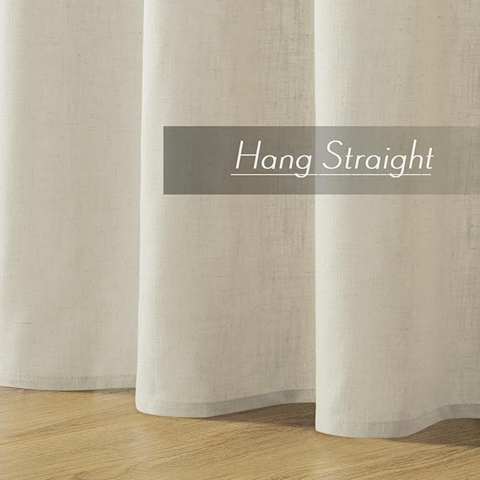 Joydeco Linen Curtains - 108 Inch Length, 2 Panels Set for Living Room, Light Filtering (W52 x L108 Inch, Pistachio Shell)-Ruum Studio Home