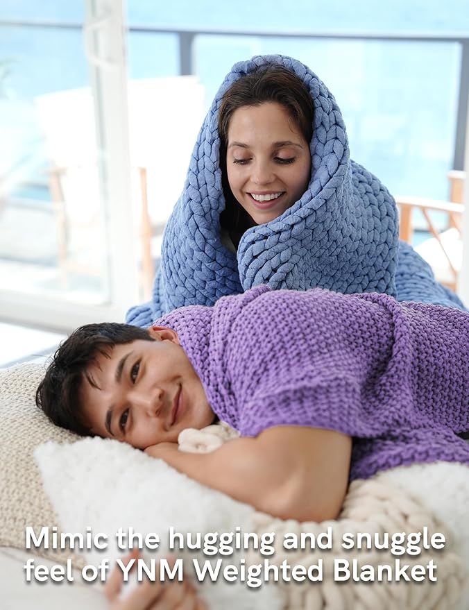 YnM Chunky Cotton Knit Throw Blanket, Cable Knit Throws for Bed Couch Sofa, Comfy & Relaxing, Decorative Piece for Farmhouse Modern Boho Rustic Scandinavian Chic Vibe, Lilac Purple 60x80 Inches-Ruum Studio Home