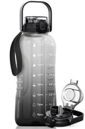 AQUAFIT 64 oz Water Bottle with Time Marker - 2in1 Straw & Chug Lid - BPA Free Big Water Bottle with Straw - Gym Water Bottle with Strap - Water Jug (64 Ounces, Midnight Gray)-Ruum Studio Home