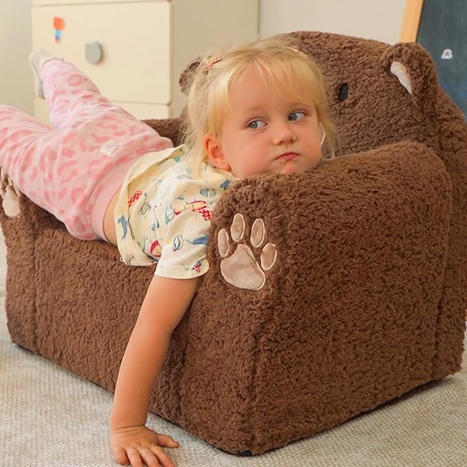 ALIMORDEN Animal Series Kid's Chair, Ultra-Soft Comfy Foam Filled Toddler Sofa Chair, Cute Animal-Shaped Design Toddler Couch, Lightweight Birthday for Boys & Girls (Brown Bear)-Ruum Studio Home