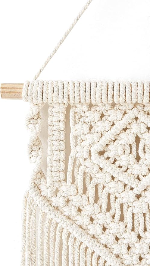 Dahey 2 Pcs Macrame Wall Hanging Small Woven Tapestry Wall Art Decor - Beautiful for Boho Home Dorm College Classroom Decor, Apartment, Nursery, Party Decorations, 16.5" L x 10" W and 17.5"x 10"W-Ruum Studio Home
