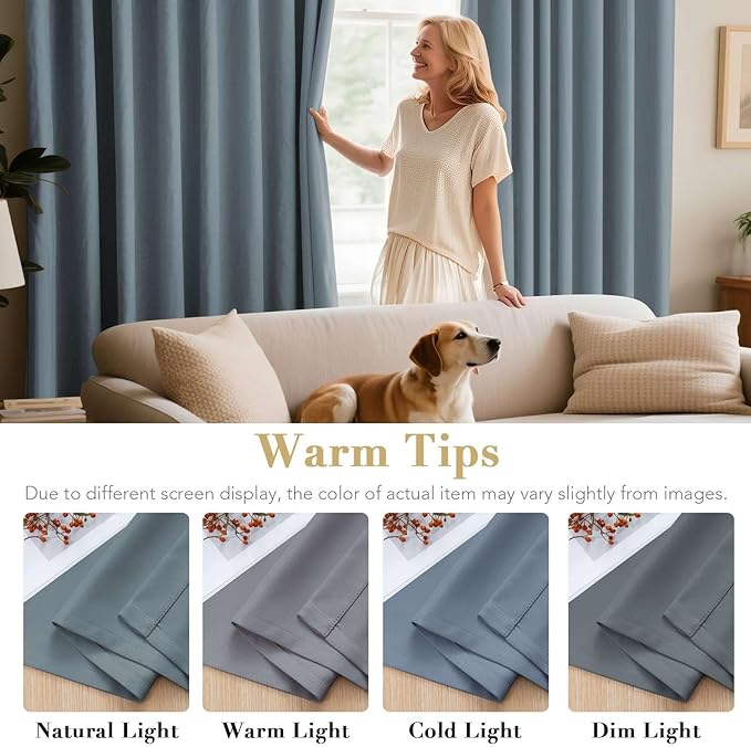 H.VERSAILTEX Blackout Curtains for Bedroom Thermal Insulated Room Darkening Living Room Curtains 84 Inch Long Grommet Privacy Protection Window Curtain Panels/Drapes for Nursery, 2 Panels,Stone Blue-Ruum Studio Home