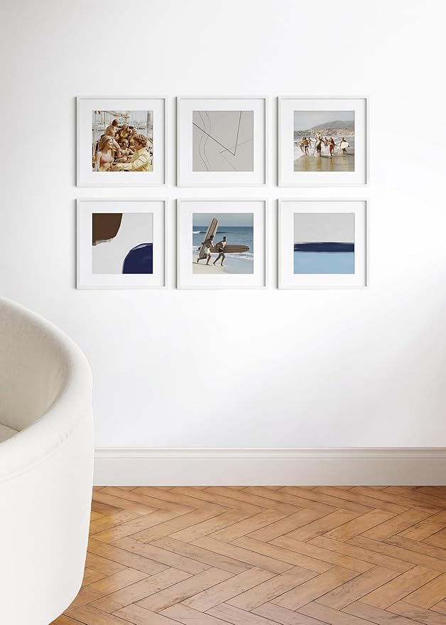 HAUS AND HUES 16x16 White Metal Picture Frames Matted to 12x12 - Features Premium Aluminum & Hanging Hardware, Shatterproof Plexiglass - Ideal for Home, Room, Office (16x16 in, White, Set of 15)-Ruum Studio Home