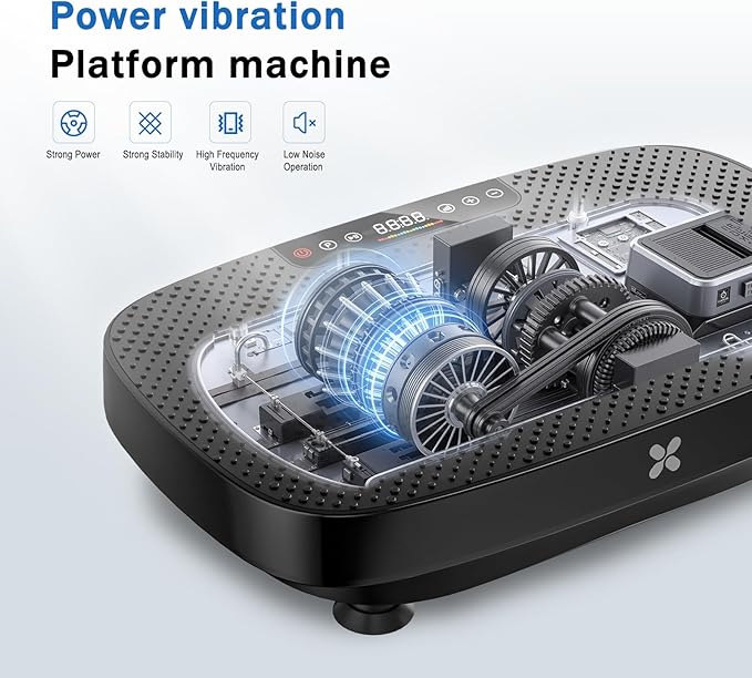 Vibration Plate Exercise Machine, Ultra-Quiet Vibration Plate for Lymphatic Drainage & Body Toning, Whole Body Vibration Platform with Bluetooth, Resistance Bands, Home Gyms Equipment-Ruum Studio Home
