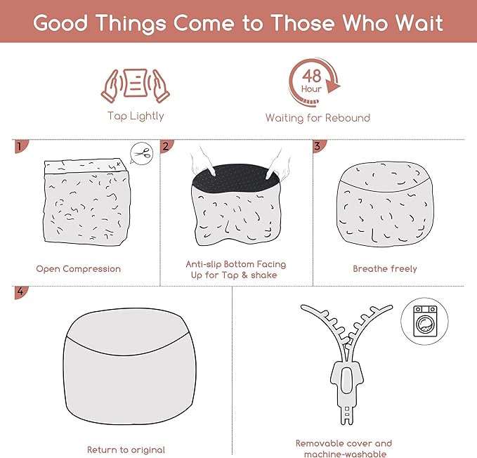 HIGOGOGO Round Stuffed Pouf Ottoman, Stripe Faux Fur Poufs with Foam Chunk Filling, Furry and Fluffy Pouf Foot Stool Storage Ottoman, 26 X 18 Floor Poufs Foot Rest for Living Room, Pink-Ruum Studio Home