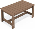 SERWALL Patio Coffee Table, HDPE Rectangle Outdoor Coffee Table, Brown-Ruum Studio Home