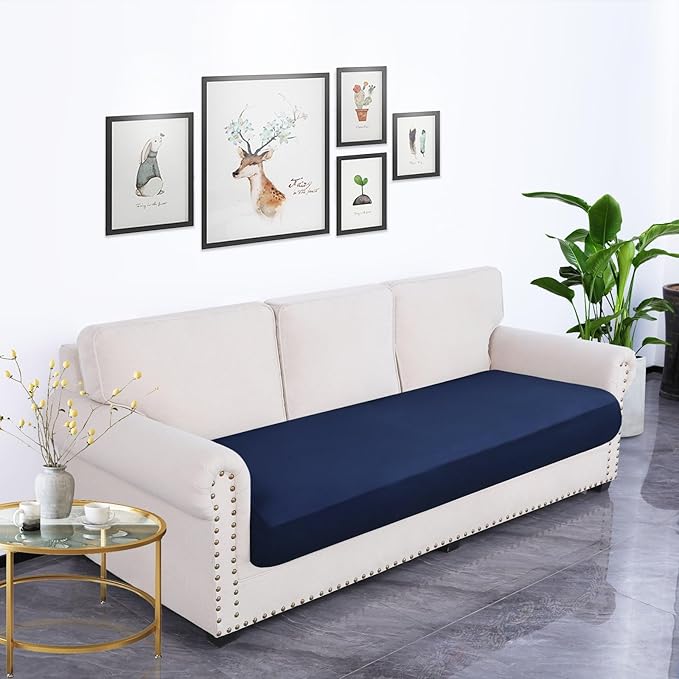 hyha Waterproof Couch Cushion Covers, Stretch Sofa Couch Seat Slipcover for Dog Washable, Non-Slip Waterproof Outdoor Cushion Covers for Patio Furniture Replacement (1 Piece for Large, Navy)-Ruum Studio Home