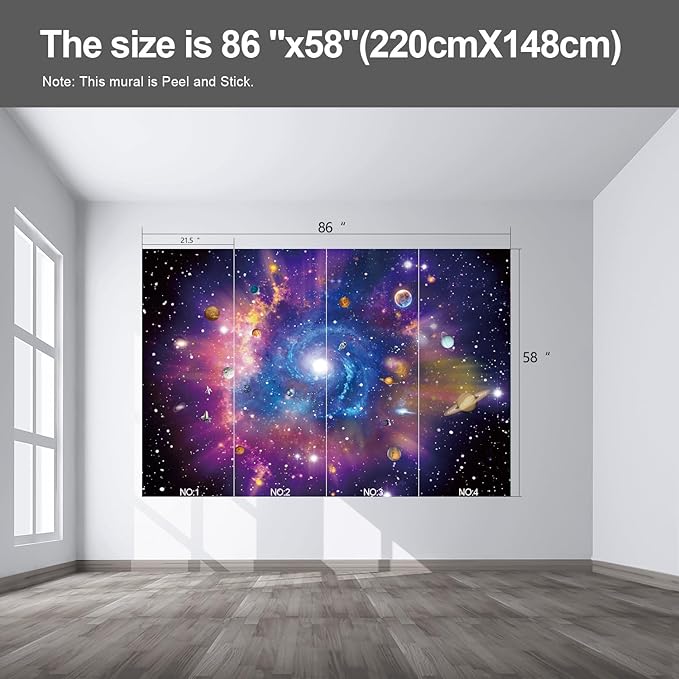 Planet Wall murals Peel and Stick Galaxy Wallpaper for Bedroom Nursery Room - 58"x86"-Ruum Studio Home
