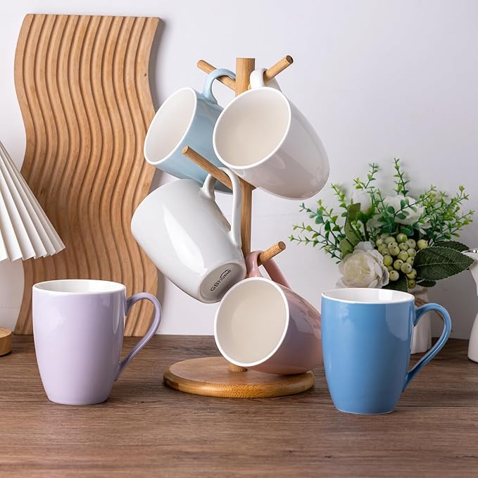 GBHOME 16oz Coffee Mugs Set of 6, Large Ceramic Coffee Mugs for Man, Woman, Dad, Mom, Modern Coffee Mugs Set with handle for Tea/Latte/Cappuccino/Milk/Cocoa. Dishwasher&Microwave Safe,MultiColor-Ruum Studio Home