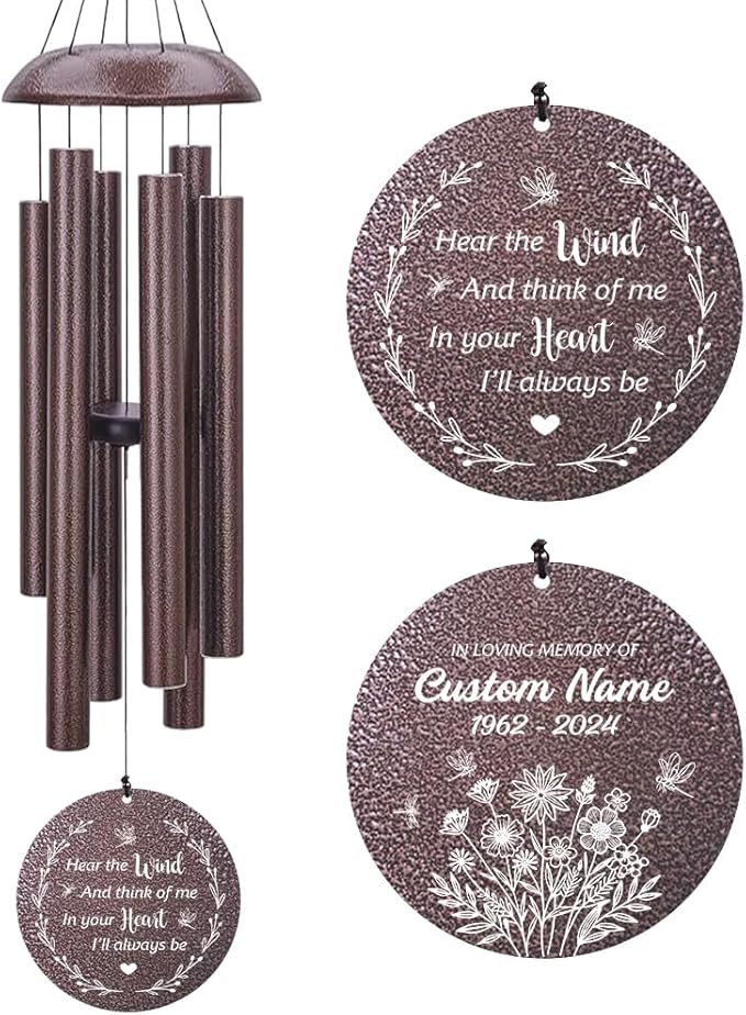 Personalized Wind Chimes, Wind Chimes for Loss of Loved Father/Mother/Lover, Commemorative Sympathy Bereavement Gifts for Condolences/Funeral (36 inch)-Ruum Studio Home