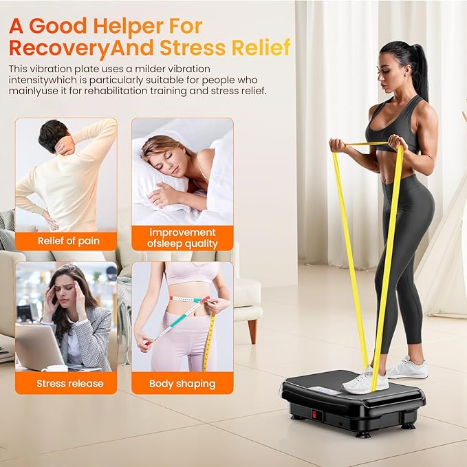 Vibration Plate Exercise Machine: TISSCARE Vibrating Plates for Lymphatic Drainage and Weight Loss, 300Lbs Capacity Full Body Power Shake Workout Platform for Home Cardio Fitness-Ruum Studio Home
