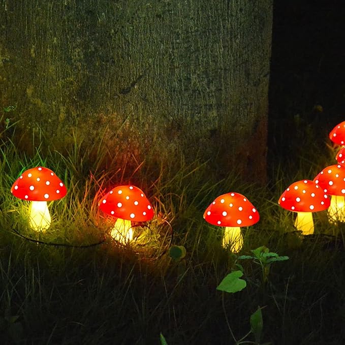 8-Pack Red Solar Mushroom Lamp, 8 Modes, Outdoor Waterproof, for Garden Decor, Christmas, Halloween, Yard, Lawn-Ruum Studio Home