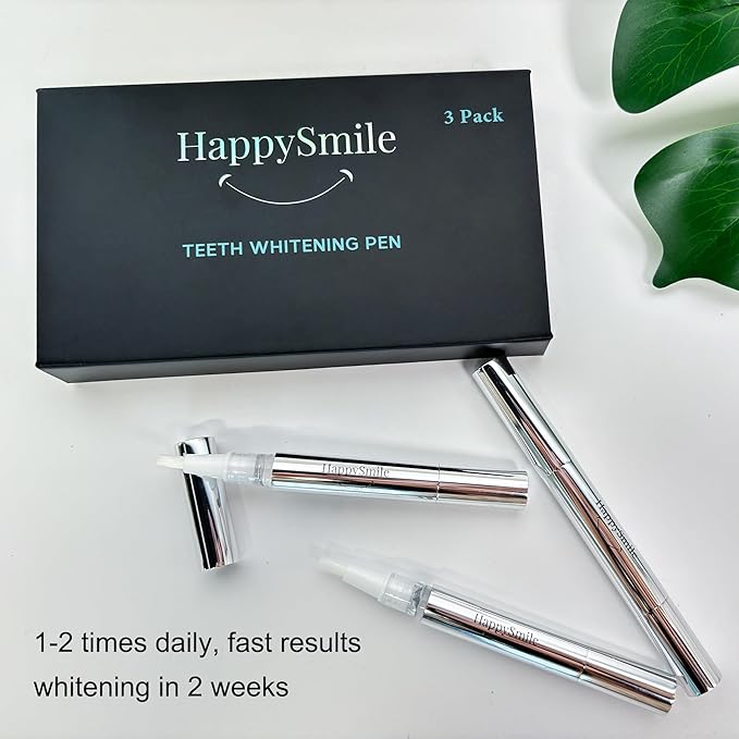 HappySmile Premium Teeth Whitening Pen Set of 3 - Achieve a Brighter Smile, Easier Than Strips or Other Whitening Kits - Professional Results, Gentle on Sensitive Teeth-Ruum Studio Home