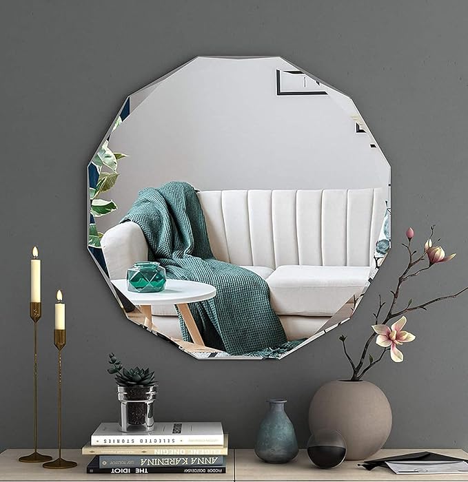Bathroom Mirrors for Over Sink, Round Frameless Mirrors for Wall, 20x20 Inch Beveled Bathroom Mirror, Bathroom Vanity Circle Mirror for Bedroom Living Room Entryway Home Decor-Ruum Studio Home
