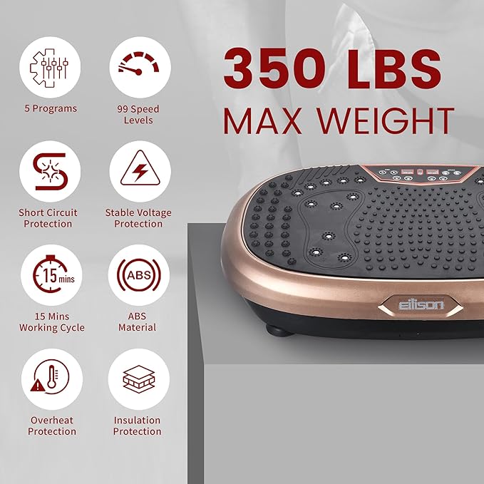 EILISON FitMax 3D XL Vibration Plate Exercise Machine - Whole Body Workout Vibration Platform w/Loop Bands - Lymphatic Drainage Machine for Weight Loss, Shaping, Wellness, Recovery-Ruum Studio Home