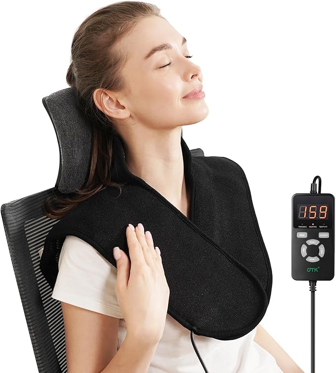 UTK Far Infrared Heating Pads for Neck and Shoulders and Back, Hot to 159℉, Gift for Women, FSA-HSA Eligible Neck and Shoulder Heating Pad with 84 Natural Jade, 24 Timers & Auto Shut Off (23 * 18'')-Ruum Studio Home