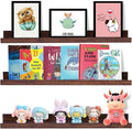 AZSKY Walnut Floating Shelves 24 Inch Picture Ledge Shelf for Wall Photo Shelves with Lip for Pictures Nursery Room Bookshelf Wood Wall Shelves Set of 3 for Bedroom Living Room Bathroom Kitchen-Ruum Studio Home