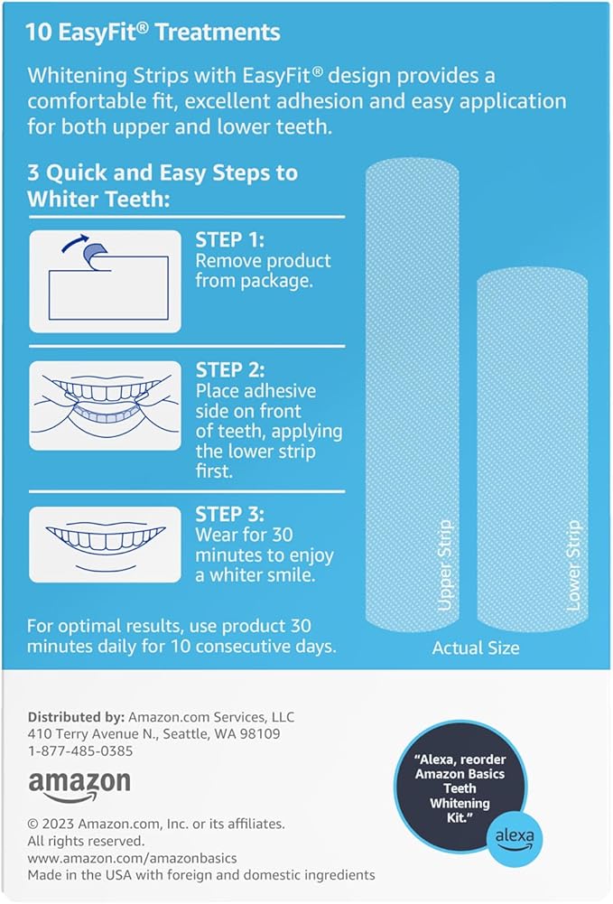 Amazon Basics 10 Day Teeth Whitening Strips Kit, 10 Treatments, 1-Pack (Previously Solimo)-Ruum Studio Home