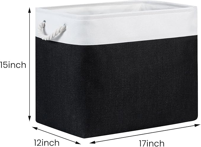 Bidtakay Baskets Extra Large Storage Bins for Clothes Set of 2 Black Baskets for Organizing Fabric Bins 17x12x15 In Tall Baskets with Handles Decorative Basket for Home Organiztion Dog Toy Baskets-Ruum Studio Home