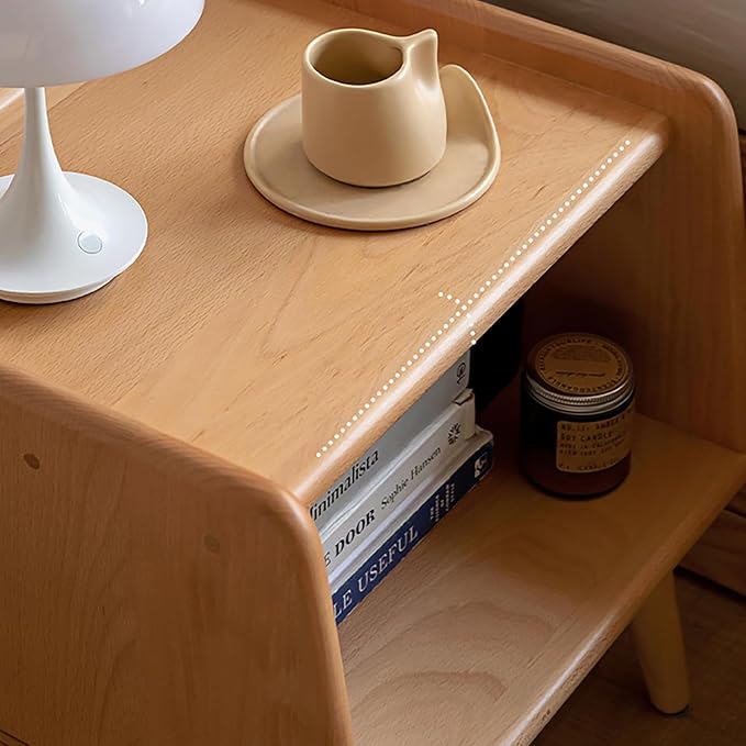Bedside Table - 100% Solid Oak Wood Nightstand - Small Nightstand with Open Design - Small Side End Table for Bedroom Living Room, Easy Assembly (Natural Color)-Ruum Studio Home