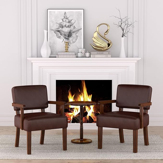 Accent Chair, PU Leather Living Room Chairs Oversize with Soft Seat and Armrests for Living Room Dinning Room Bedroom Reading Room Waiting Room-Ruum Studio Home